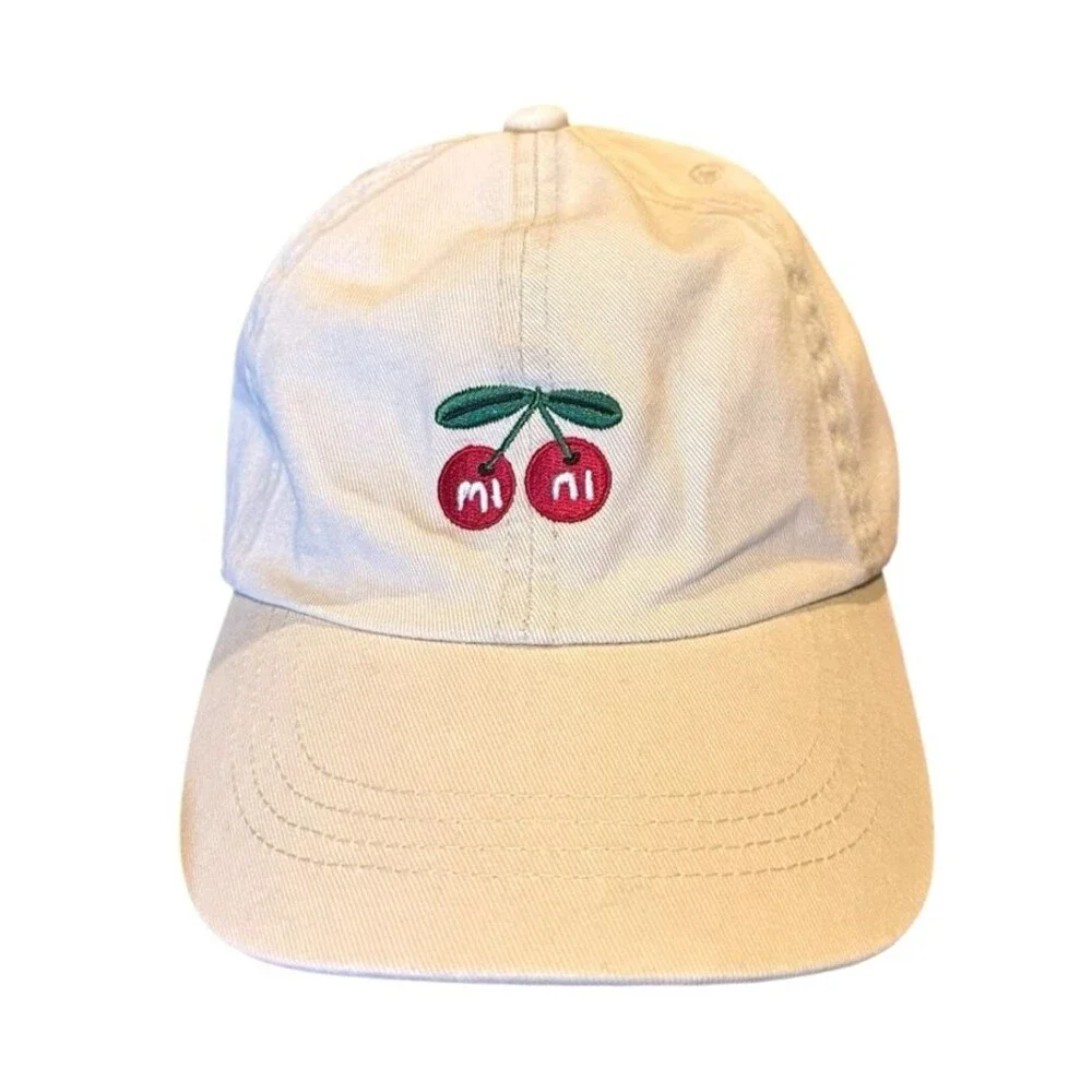 David and Young women's hat Cap Mi Ni embroidered Cherries Tan beige outdoors